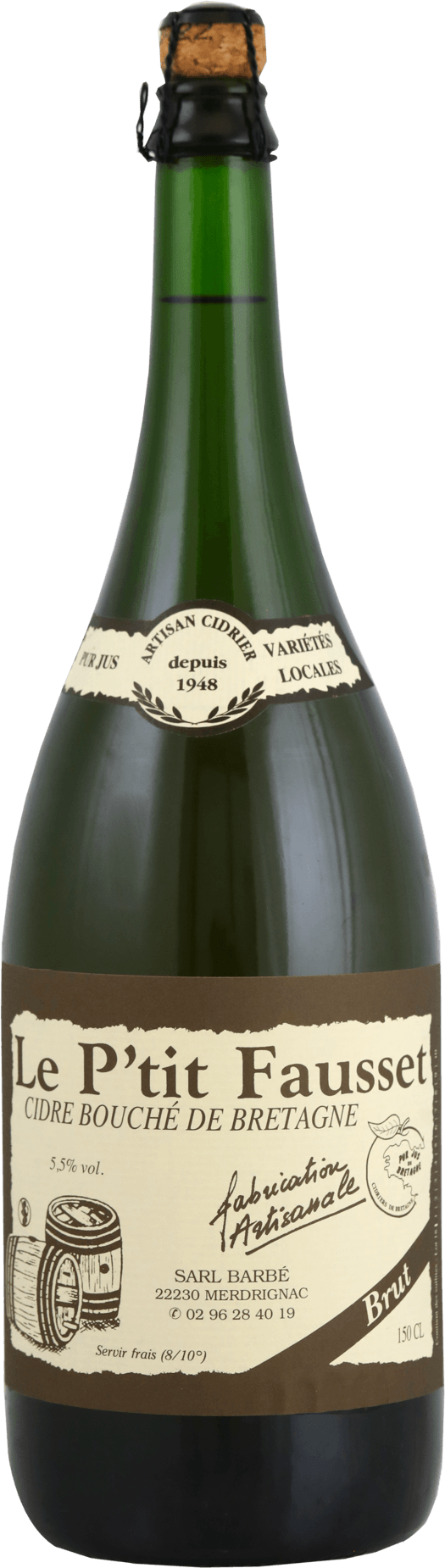 Bouteille de Cidre Brut de Bretagne Le P'tit Fausset 1,5 L