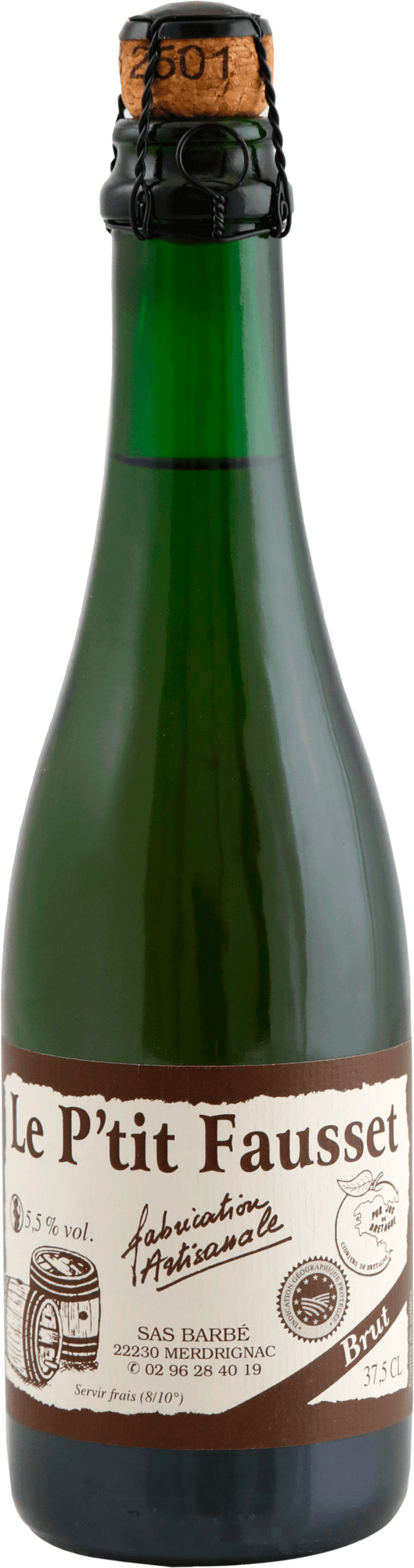 Bouteille de Cidre Brut de Bretagne Le P'tit Fausset 37,5 cl