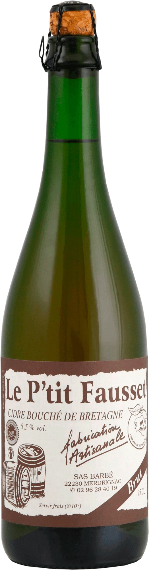 Bouteille de Cidre Brut de Bretagne Le P'tit Fausset 75 cl