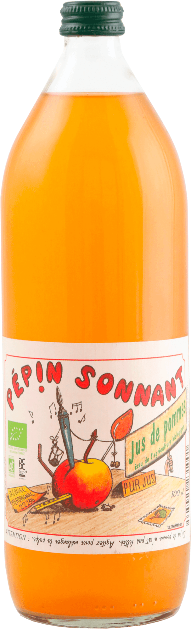 Bouteille de Jus de Pommes Biologique Pépin Sonnant 1 L