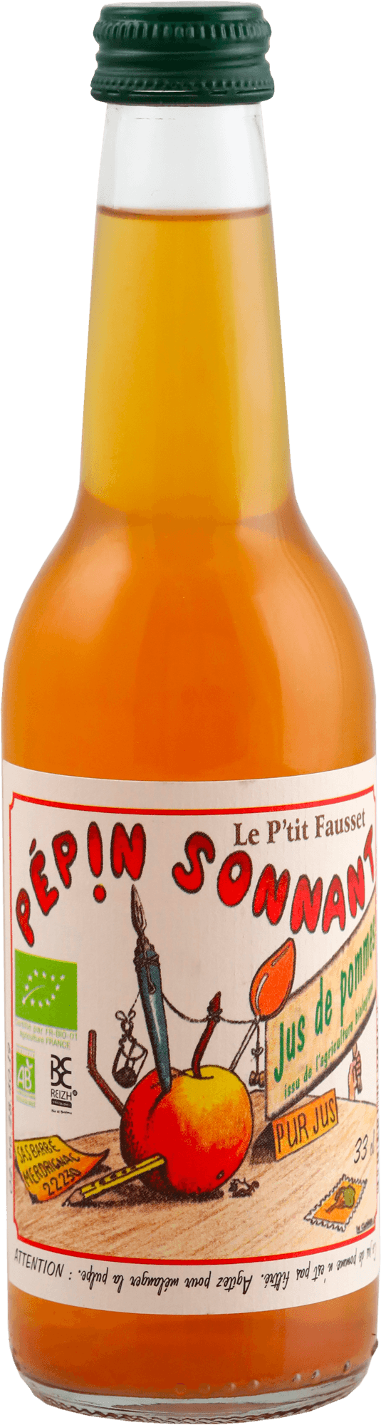 Bouteille de Jus de Pommes Biologique Pépin Sonnant 33 cl
